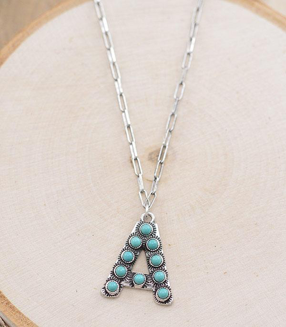 Turquoise Initial Necklace