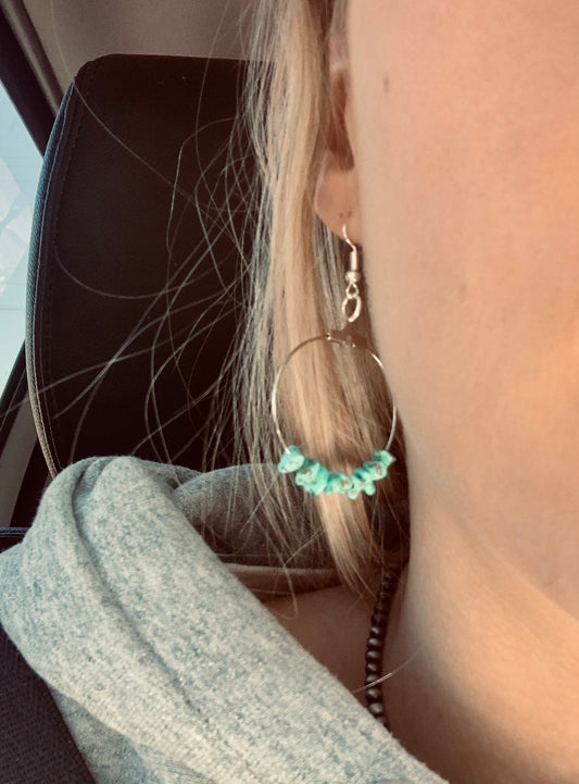 Turquoise Natural Stone Hoop Earrings