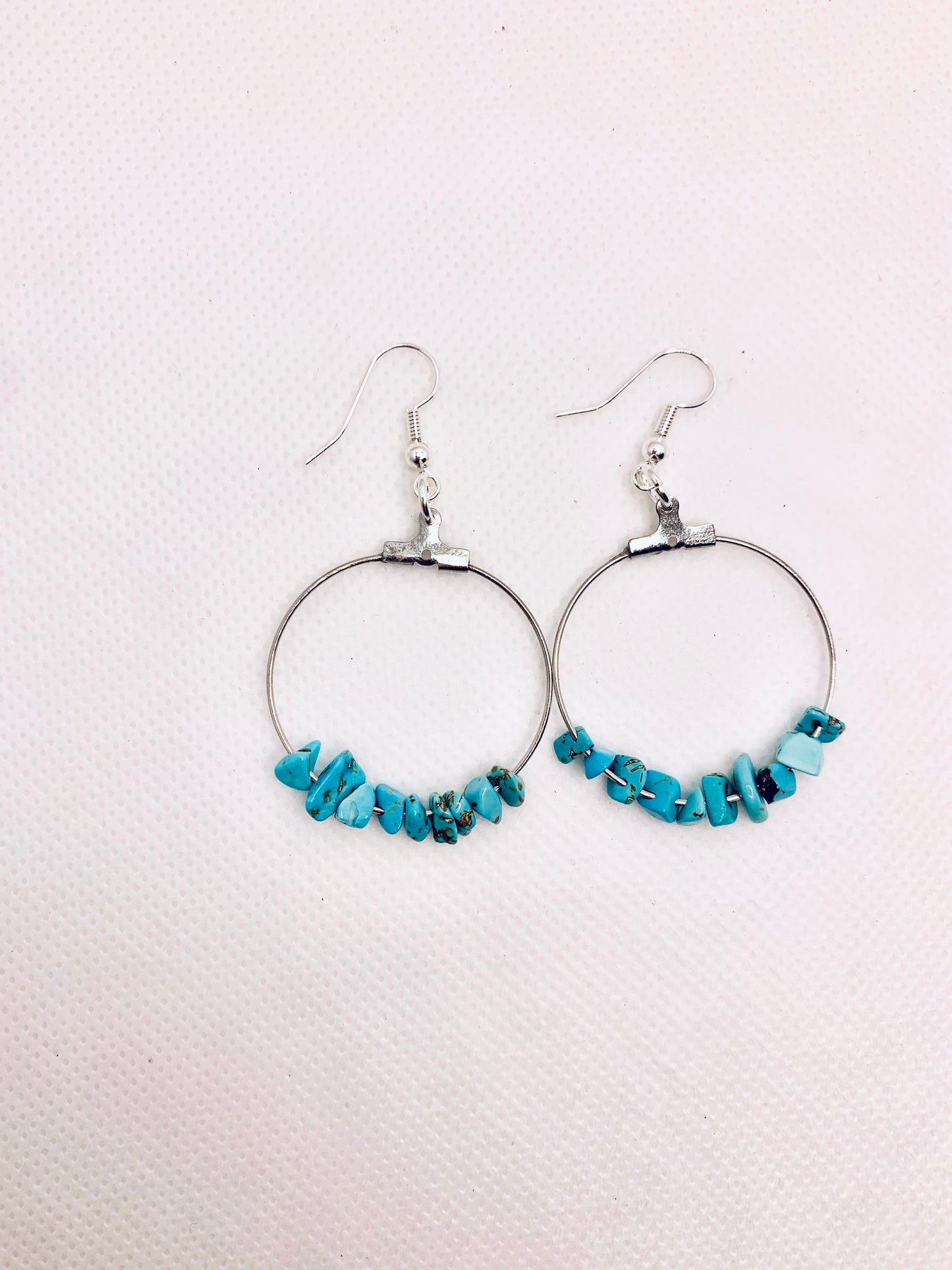Turquoise Natural Stone Hoop Earrings
