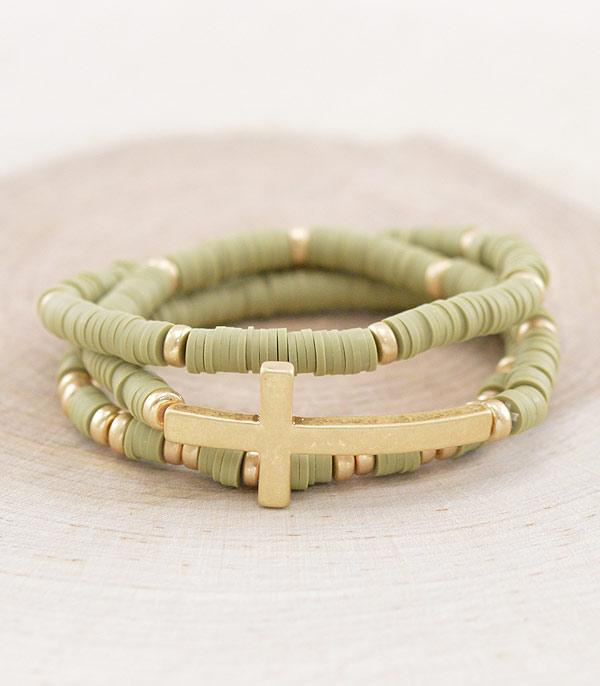 Cross Beaded Bracelet Set
