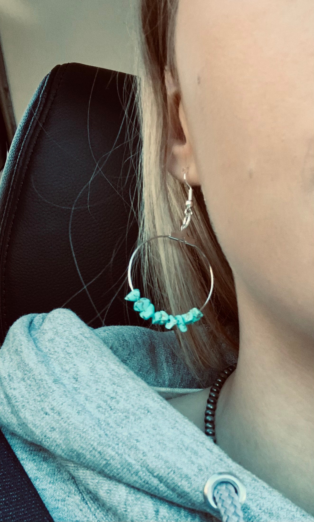 Turquoise Natural Stone Hoop Earrings