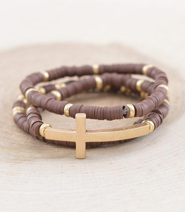 Cross Beaded Bracelet Set