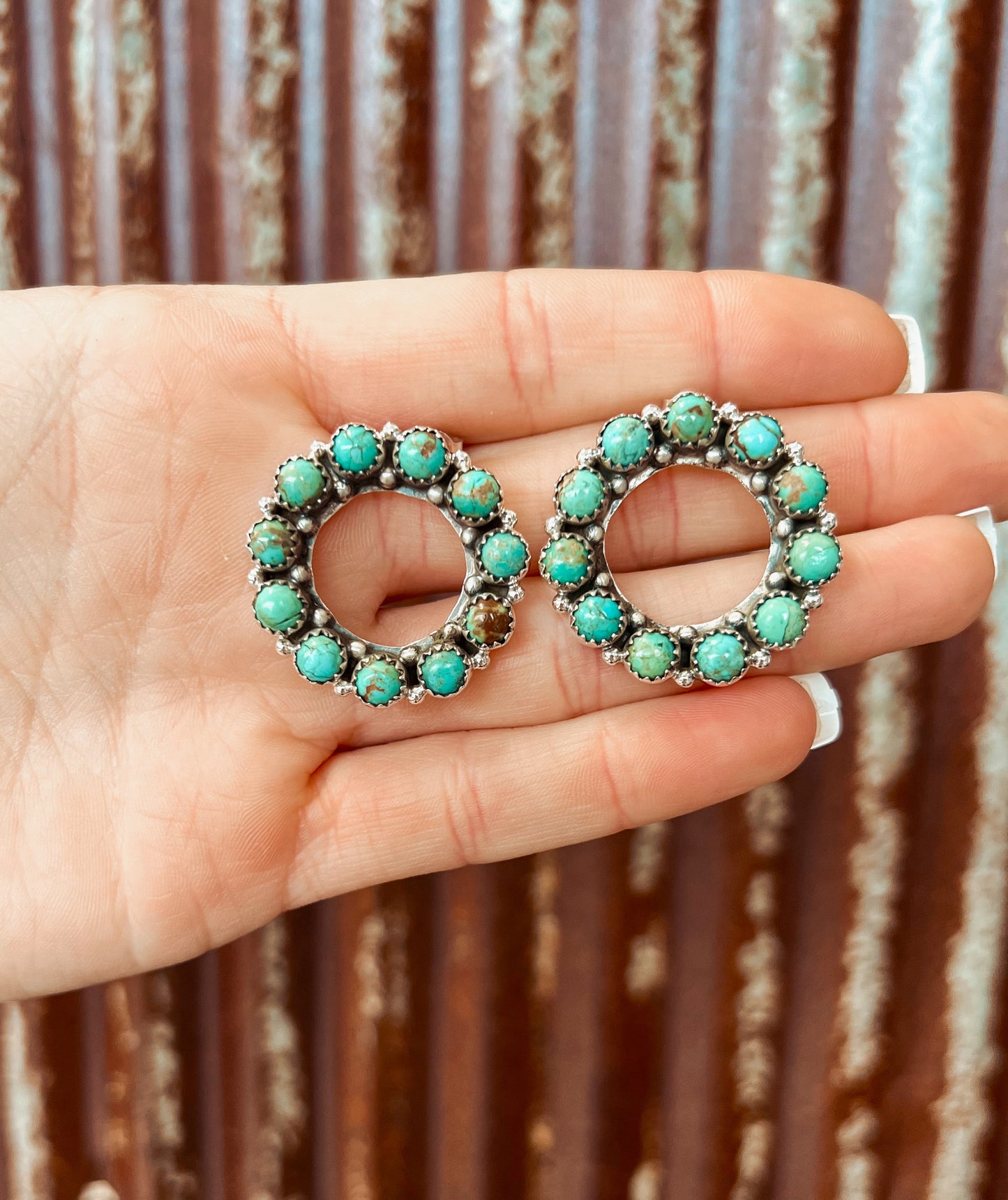 Circle Handmade Royston Turquoise Post Earrings