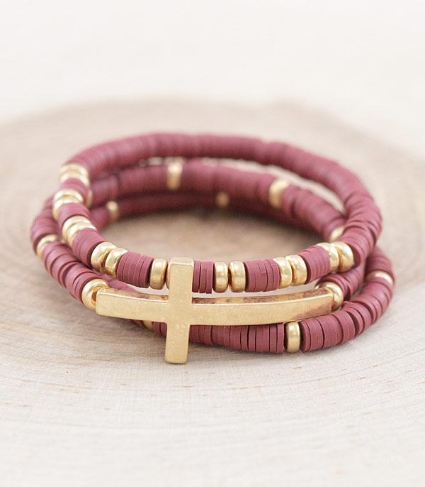Cross Beaded Bracelet Set