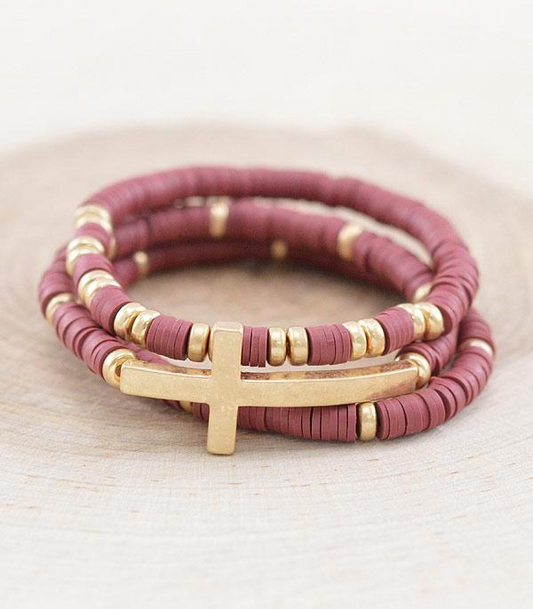 Cross Beaded Bracelet Set