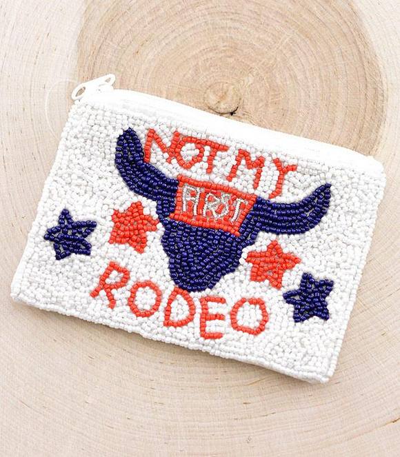 Not My First Rodeo Beaded Coin Purse Pouch